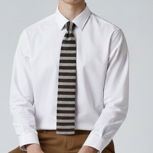 Men's Ted Baker Gray & Brown Striped Knit Tie business casual academia versatile
